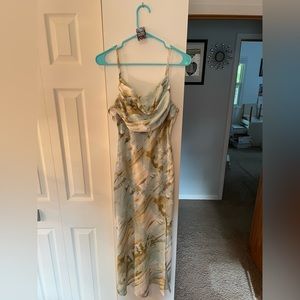 Fiemaoves maxi dress in blue, brown, 10, and white size medium